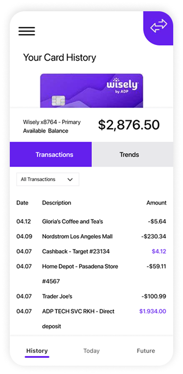 Transaction list